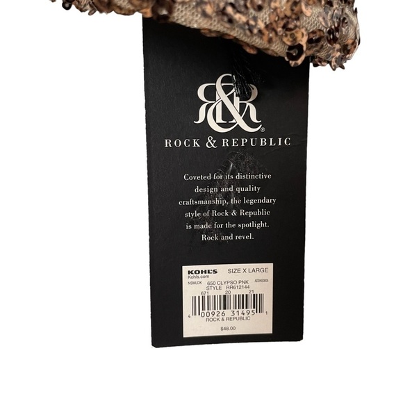 Rock & Republic Clypso Pink Asymmetrical Cropped Seqin Top NWT Sz. XL - Picture 5 of 8